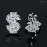 GL Luxury Dollar Earrings Screw Back 925 Sterling Silver Iced Out VVS Moissanite Hip Hop Earring